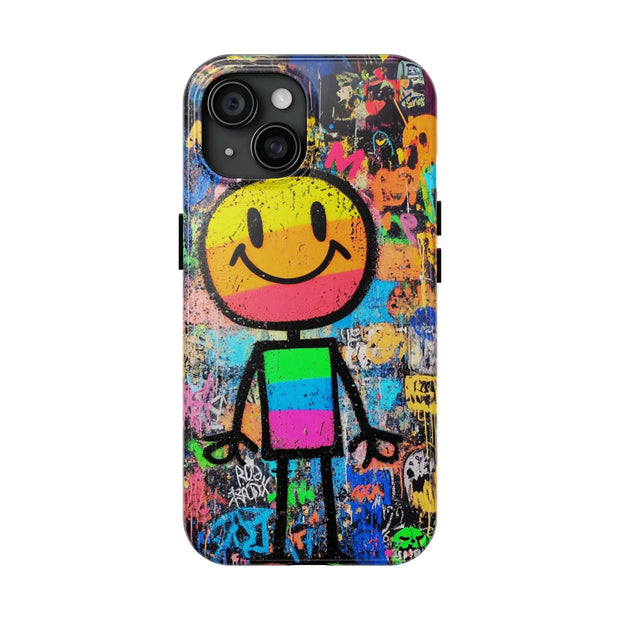 Rainbow Graffiti Smiley Tough Phone Case LavenderCeleste