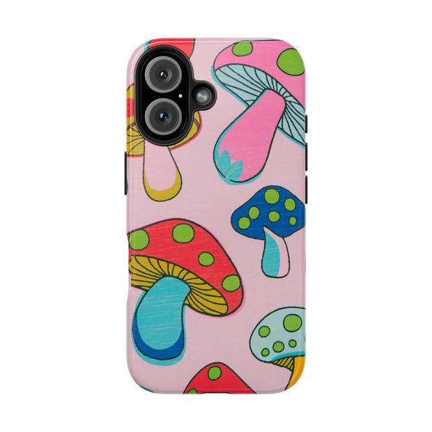Retro Groovy Mushroom Tough Phone Case LavenderCeleste