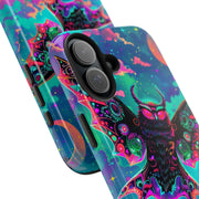 Mothman Tough Phone Case – Psychedelic Neon Cryptid Aesthetic - LavenderCeleste