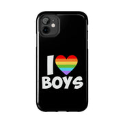 I Love Boys Pride Tough Phone Case – LGBTQ+ Rainbow Heart Design