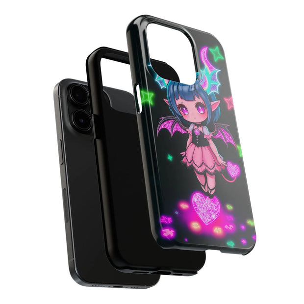 Kawaii Gothic Succubus Neon Heart Tough Phone Case