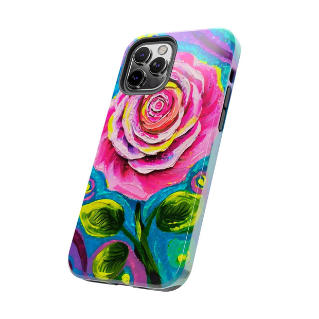 Vibrant Pink Rose Abstract Tough Phone Case LavenderCeleste