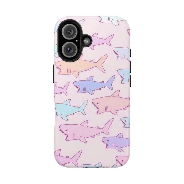 Pastel Shark Pattern Tough Phone Case Printify