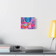 Whimsical Pink Blue Floral Matte Canvas Art - LavenderCeleste