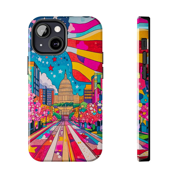 Washington DC Psychedelic Capitol Rainbow Tough Phone Case LavenderCeleste