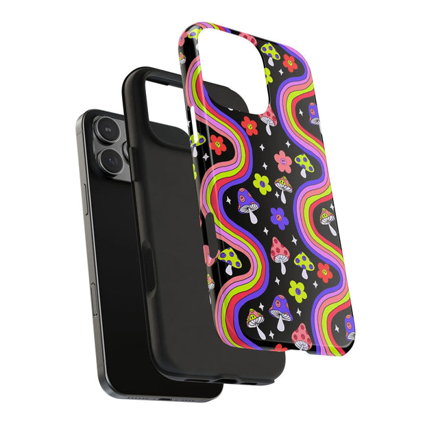 Groovy Mushroom Rainbow Tough Phone Case LavenderCeleste
