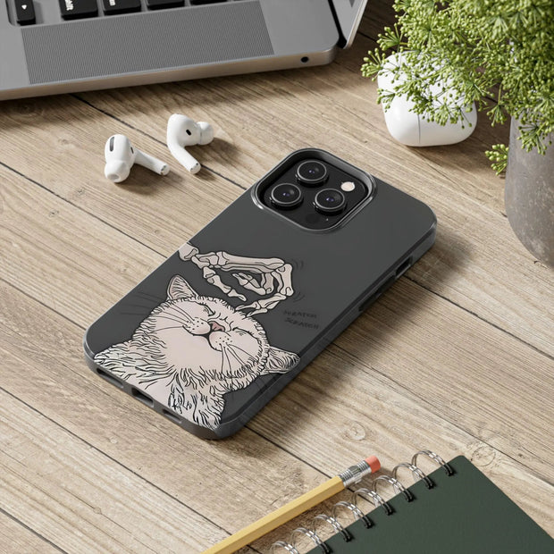 Skeleton Scratch Cat Gothic Humor Tough Phone Case LavenderCeleste