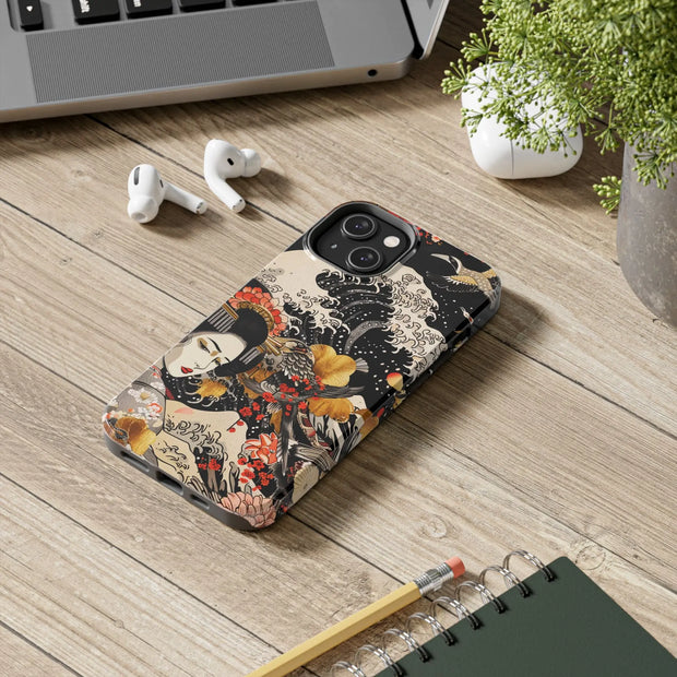 Golden Geisha Wave Japanese Art Tough Phone Case