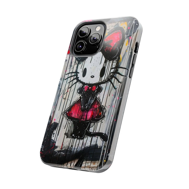 Goth Bow Cat Graffiti Pop Art Tough Phone Case LavenderCeleste