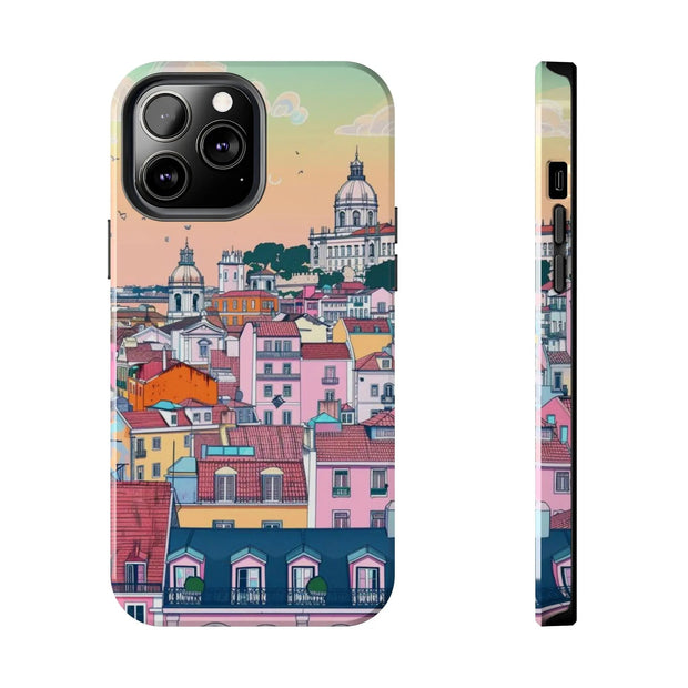 Lisbon Portugal Tough Phone Case – Pastel City Skyline Aesthetic