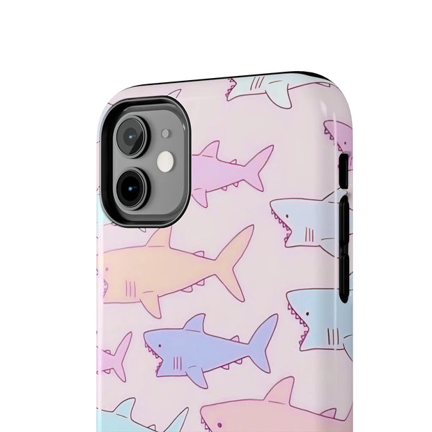 Pastel Shark Pattern Tough Phone Case Printify