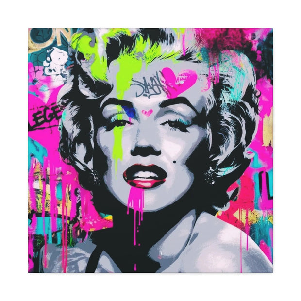 Marilyn Monroe Graffiti Matte Canvas – Neon Pop Art Street Style Wall Decor - LavenderCeleste