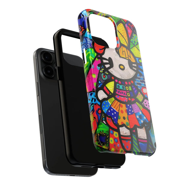 Pop Patchwork Kitty Tough Phone Case LavenderCeleste