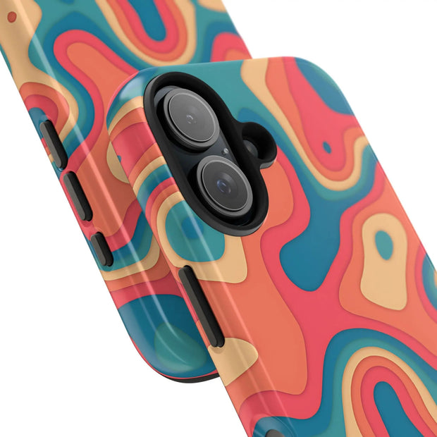 Retro Coral Abstract Mid-Century Tough Phone Case LavenderCeleste