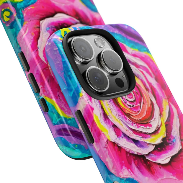Vibrant Pink Rose Abstract Tough Phone Case LavenderCeleste