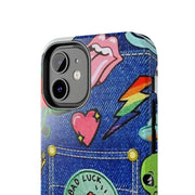 Retro Kidcore Denim Patch Tough Phone Case LavenderCeleste