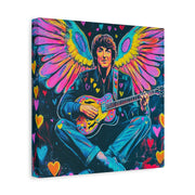 Psychedelic Guitar Angel Matte Canvas Art LavenderCeleste