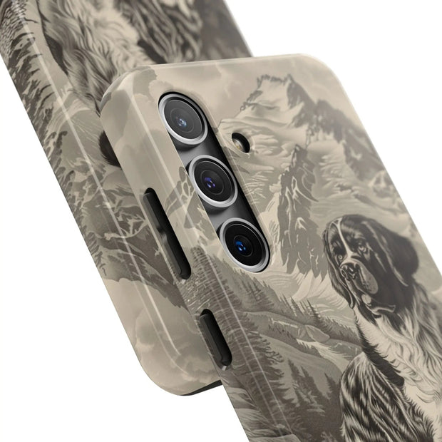 Saint Bernard Toile de Jouy Vintage Tough Phone Case LavenderCeleste