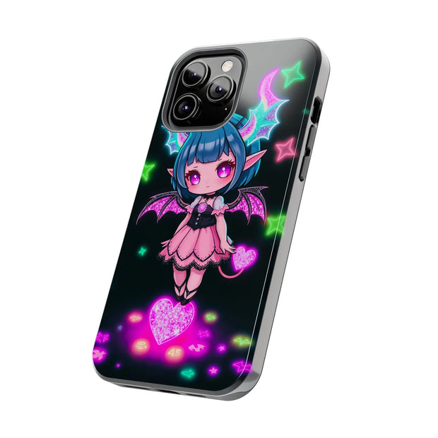 Kawaii Gothic Succubus Neon Heart Tough Phone Case