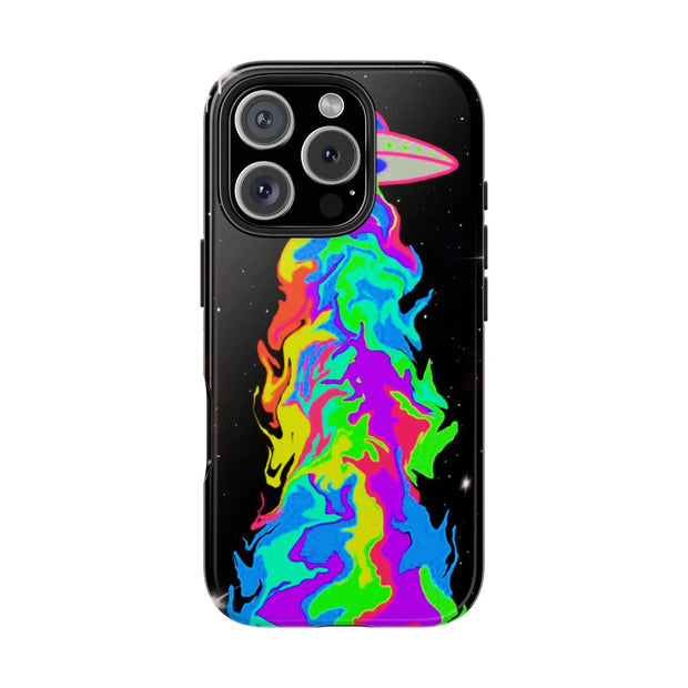 Psychedelic Neon UFO Abduction Tough Phone Case LavenderCeleste