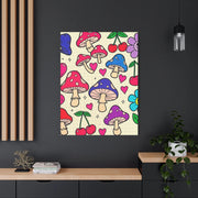Kawaii Mushroom Cherry Flower Matte Canvas Print LavenderCeleste