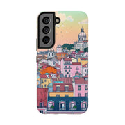 Lisbon Portugal Tough Phone Case – Pastel City Skyline Aesthetic