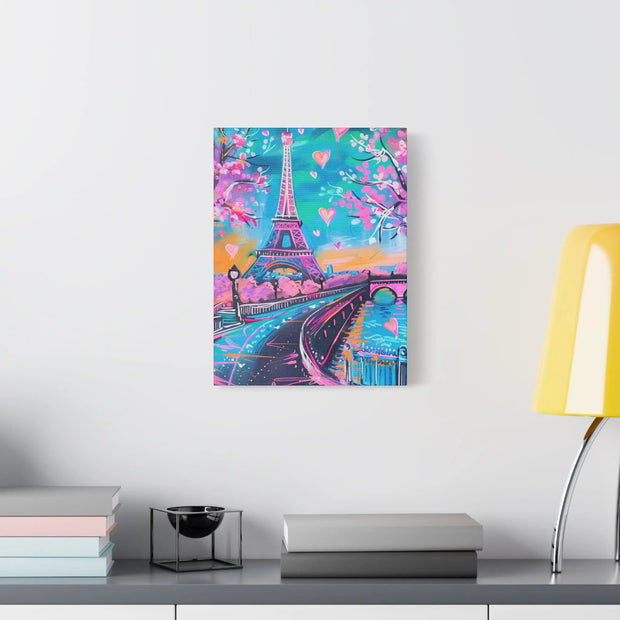 Pink Paris Eiffel Tower Dreamy Matte Canvas Art LavenderCeleste
