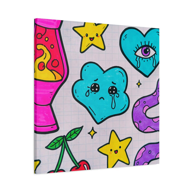 Kawaii Lava Lamp Sad Cloud Snake Matte Canvas Print LavenderCeleste