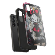 Goth Bow Cat Graffiti Pop Art Tough Phone Case LavenderCeleste