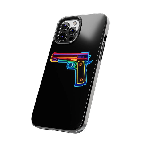 Neon Rainbow Gun Tough Phone Case – Bold Retro Vaporwave Aesthetic Printify
