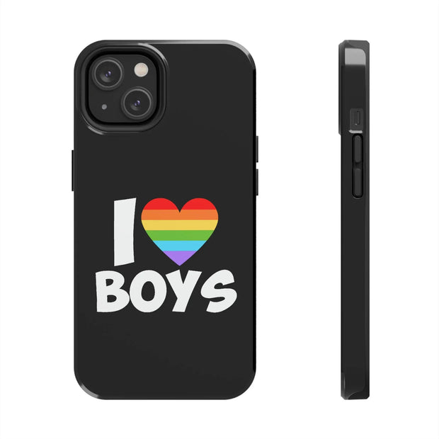 I Love Boys Pride Tough Phone Case – LGBTQ+ Rainbow Heart Design