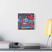 Toronto Pop Art Skyline Matte Canvas Wall Art LavenderCeleste