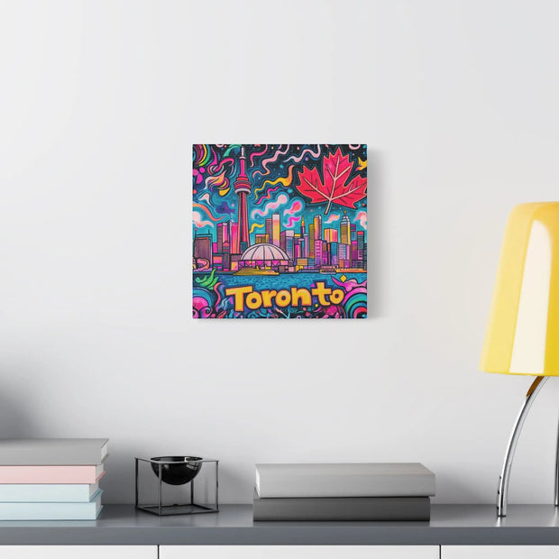 Toronto Pop Art Skyline Matte Canvas Wall Art LavenderCeleste