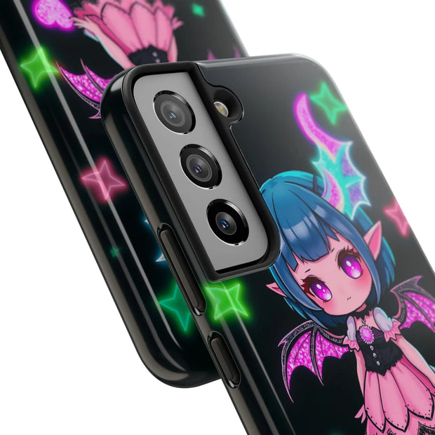 Kawaii Gothic Succubus Neon Heart Tough Phone Case