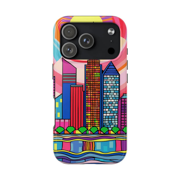 Tulsa Oklahoma Retro Pop Skyline Tough Phone Case LavenderCeleste