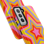 Retro Rainbow Star Groovy Tough Phone Case LavenderCeleste