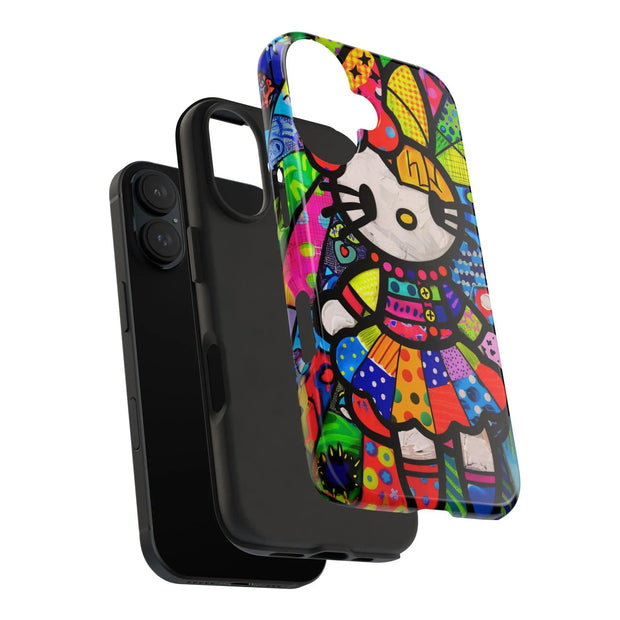 Pop Patchwork Kitty Tough Phone Case LavenderCeleste