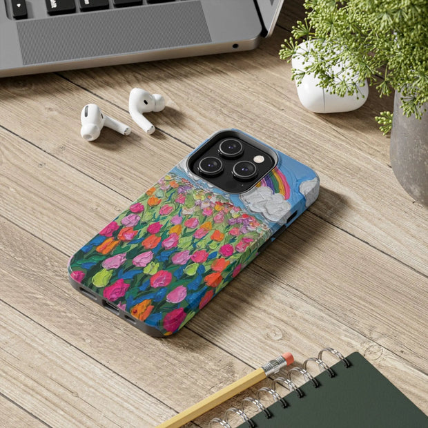 Rainbow Tulip Field Tough Phone Case LavenderCeleste