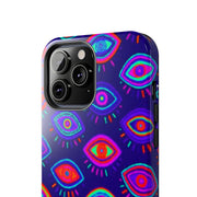 Trippy Neon Evil Eye Protective Tough Phone Case LavenderCeleste