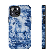 Blue Toile Horse Country Scenic Tough Phone Case LavenderCeleste