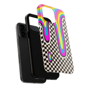 Trippy Rainbow Drip Checkered Tough Phone Case Printify