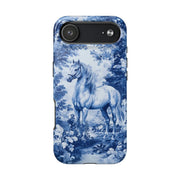 Blue Toile Horse Country Scenic Tough Phone Case LavenderCeleste