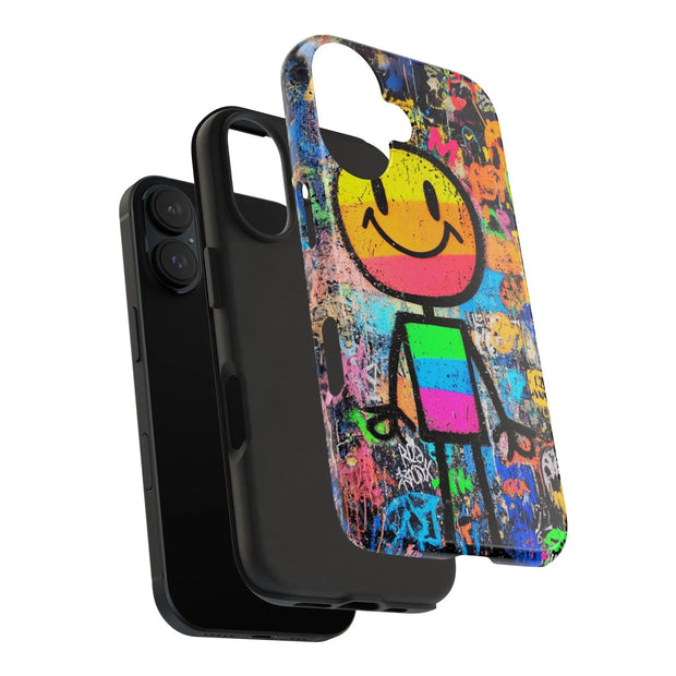 Rainbow Graffiti Smiley Tough Phone Case LavenderCeleste