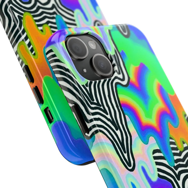 Trippy Technicolor Drip Retro Tough Phone Case LavenderCeleste