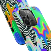 Trippy Technicolor Drip Retro Tough Phone Case LavenderCeleste