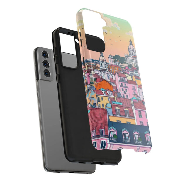 Lisbon Portugal Tough Phone Case – Pastel City Skyline Aesthetic