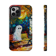 Lonely Ghost Tough Phone Case – Abstract Fall Park Bench Painting