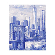 New York City Toile Art – Blue Scenic Skyline Matte Canvas Printify