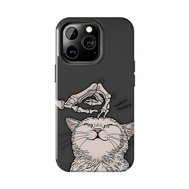 Skeleton Scratch Cat Gothic Humor Tough Phone Case LavenderCeleste