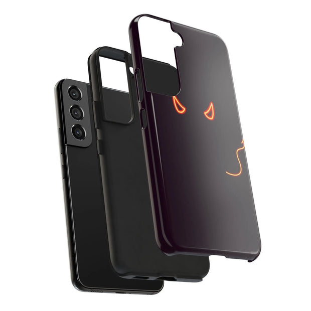 Neon Devil Eyes Tough Phone Case – Minimal Dark Glow Aesthetic LavenderCeleste